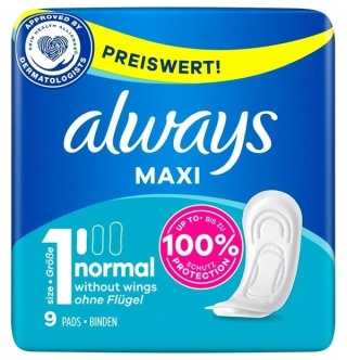 Always Maxi Normal 9 sztuk Podpaski higieniczne bez skrzydełek