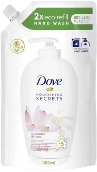 Dove Nourishing Glowing Ritual Lotus Flower Extract & Rice Water Mydło w płynie Zapas 500ml