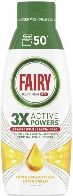 Fairy Platinum Lemon Żel do zmywarki Ekstra Połysk Cytryna 900 ml 50 myć