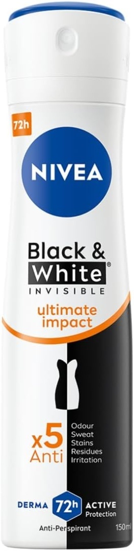Nivea Woman Black & White Invisible Ultimate Impact Antyperspirant dla kobiet Spray 150ml