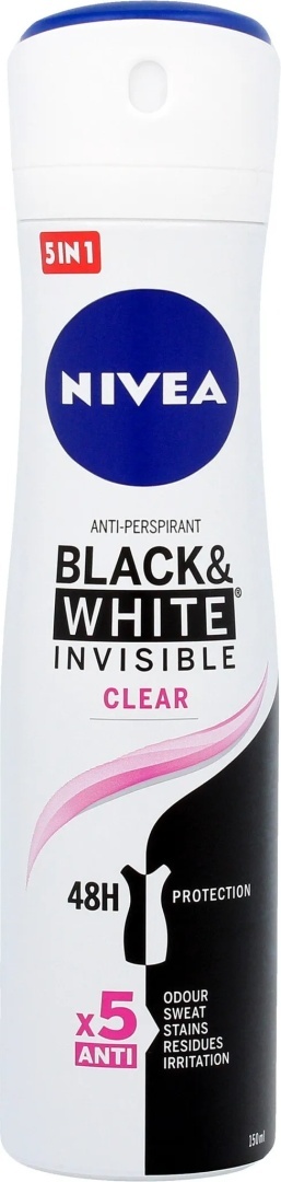 Nivea Woman Black & White Invisible Clear Antyperspirant dla kobiet Spray 150ml