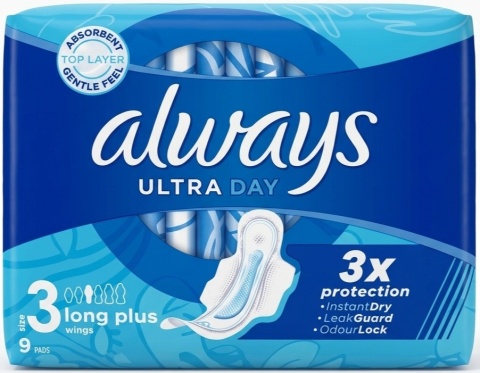 Always Ultra Day Size 3 Long Plus 9 szt Podpaski ze skrzydełkami