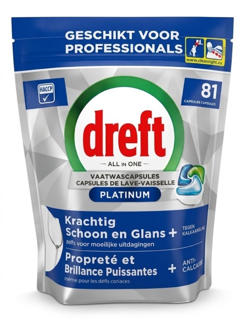 Dreft Caps Platinum All in One Regular 81 szt Kapsułki do zmywarki