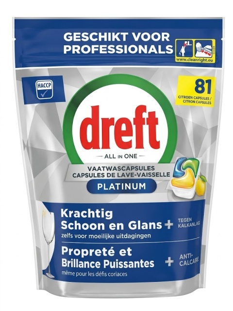 Dreft Caps Platinum All in One Lemon 81 szt Kapsułki do zmywarki