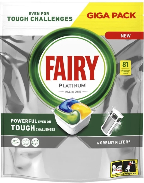 Fairy Platinum All in One Lemon Kapsułki do zmywarki 81 szt