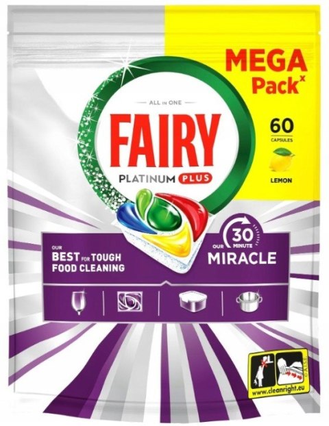 Fairy Platinum Plus All In One Lemon 60 szt Kapsułki do zmywarki