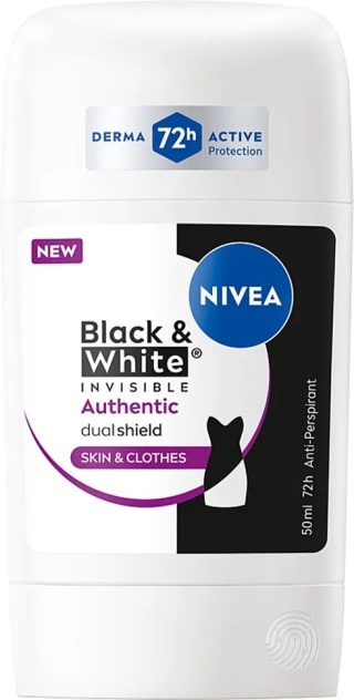 Nivea Black & White Invisible Authentic 50 ml Antyperspirant damski sztyft