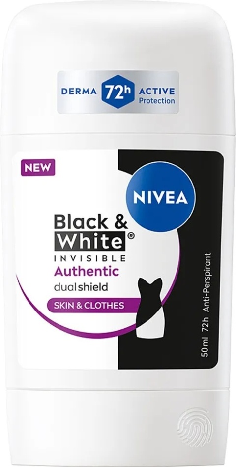 Nivea Black & White Invisible Authentic 50 ml Antyperspirant damski sztyft