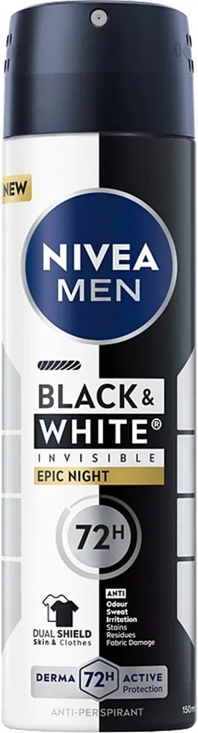 Nivea Men Black & White Invisible Epic Night 150ml Antyperspirant spray 72h