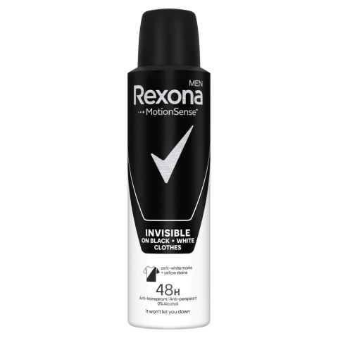 Rexona Men Invisible Black & White 150ml Antyperspirant spray męski 48h